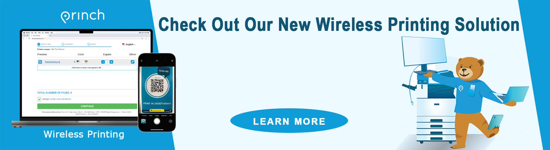 Princh Wireless Printing homepage banner